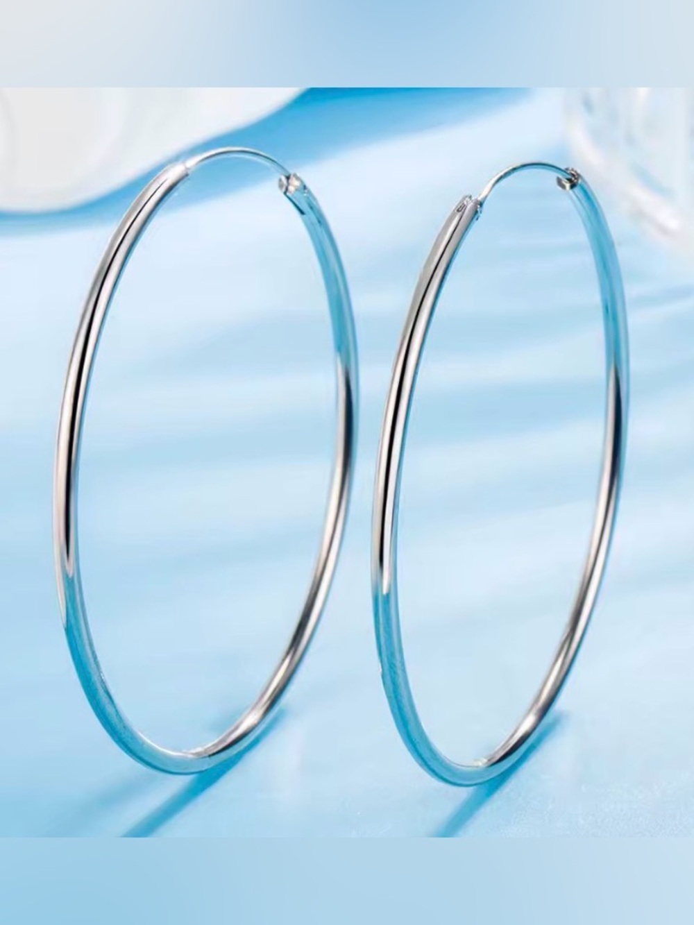 Classic Sterling Silver Hoop 5 CM Earrings - Sleek Women’s Jewelry